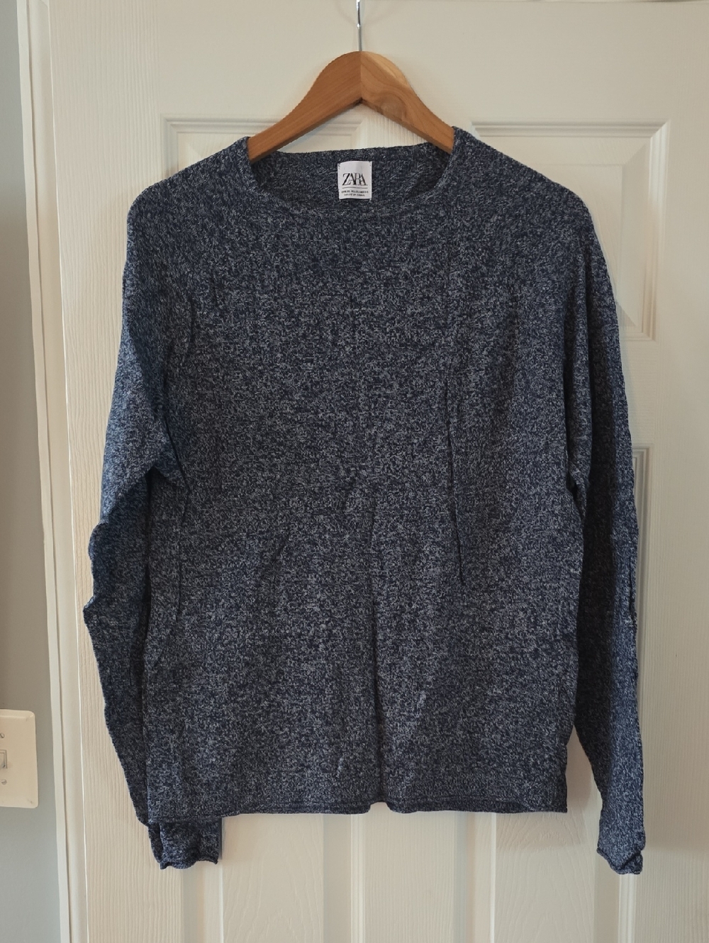 Zara Men Navy Marled Crewneck Pullover